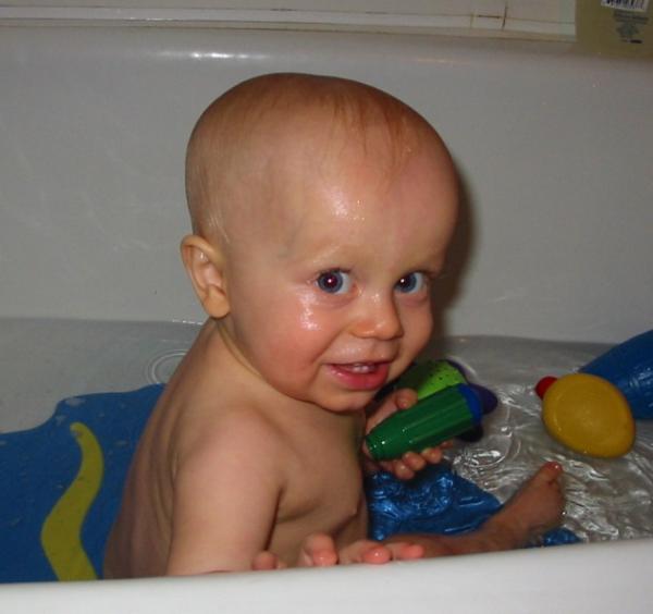 He enjoys his baths